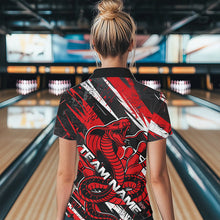 Load image into Gallery viewer, Custom Black And Red Cobra Snake Bowling Jerseys, Bowling Team Polo Shirts For Women IPHW8580