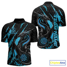 Load image into Gallery viewer, Custom Black And Blue Dragon Dart Men Quarter-Zip Shirts, Team Dart Jerseys IPHW10753