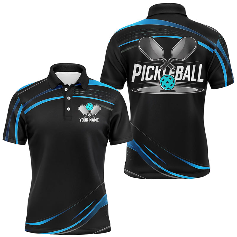 Black And Blue Custom Mens Pickleball Shirts, Personalized Pickleball Jerseys IPHW6944