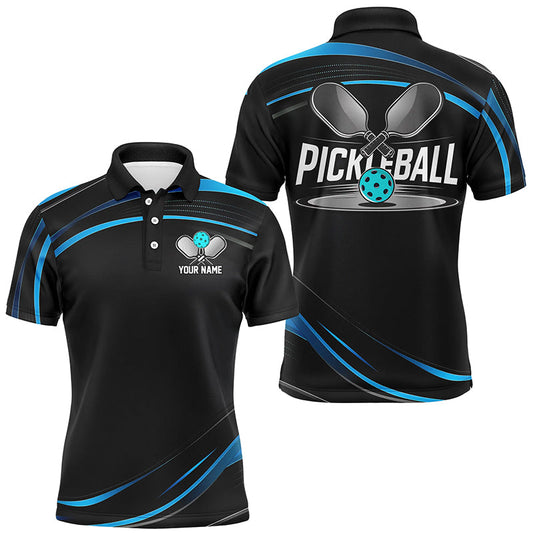 Black And Blue Custom Mens Pickleball Shirts, Personalized Pickleball Jerseys IPHW6944