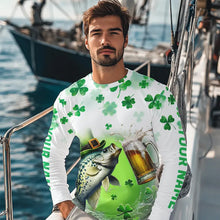 Load image into Gallery viewer, Custom St Patrick's Day Shamprock Crappie Long Sleeve Tournament Fishing Shirts IPHW8388