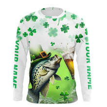 Load image into Gallery viewer, Custom St Patrick's Day Shamprock Crappie Long Sleeve Tournament Fishing Shirts IPHW8388