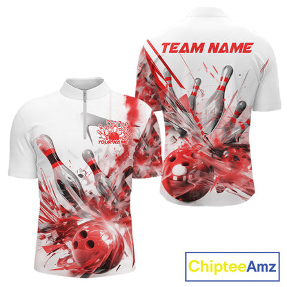 Custom Black And Red Men Bowling Team Shirts, Bowling League Shirt Bowlers Outfit IPHW10782