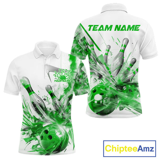 Custom Black And Green Men Bowling Team Shirts, Bowling League Shirt Bowlers Outfit IPHW10783