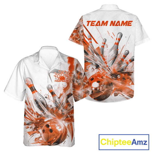 Custom Black And Orange Men And Women Bowling Team Shirts, Bowling League Shirt Bowlers Outfit IPHW10785