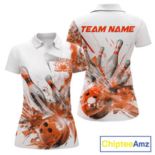 Load image into Gallery viewer, Custom Black And Orange Women Bowling Team Shirts, Bowling League Shirt Bowlers Outfit IPHW10785