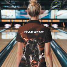 Load image into Gallery viewer, Orange Thunder Lightning Custom Panther Women Bowling Shirts, Panther Bowling Jerseys IPHW10791