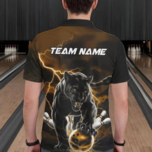 Load image into Gallery viewer, Yellow Thunder Lightning Custom Panther Men Bowling Polo Shirts, Panther Bowling Jerseys IPHW10792