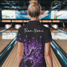 Load image into Gallery viewer, Custom Purple Elegant Butterfly Bowling Women Quarter-Zip Shirt, Flame Bowlers Jersey IPHW11013