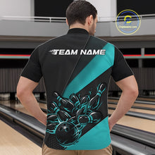 Load image into Gallery viewer, Custom Turquoise Blue Flame Men Bowling Team Shirts, Bowling League Shirt Bowler Jerseys IPHW11293