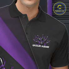 Load image into Gallery viewer, Custom Black And Purple Flame Men Bowling Shirts, Bowling League Shirt Bowler Jerseys IPHW11294