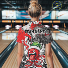 Load image into Gallery viewer, Custom Funny Christmas Bowling Women Polo Shirts, Crazy Bowling Ball Xmas Outfit IPHW10129