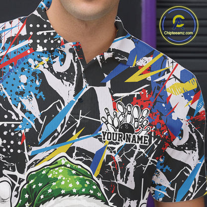 Custom Funny Colorful Christmas Bowling Men Polo Shirts, Crazy Bowling Ball Xmas Outfit IPHW10133