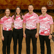 Load image into Gallery viewer, Custom Red Heart Valentine Bowling Couples Shirt, Heart And Roses Bowling Husband And Wife Gifts With Name IPHW10517