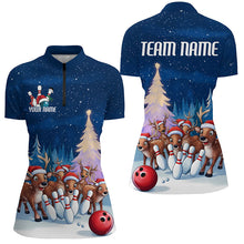 Load image into Gallery viewer, Custom Funny Christmas Reindeer Bowling Shirts For Women, Xmas Bowling Outfit Bowler Gifts IPHW7978