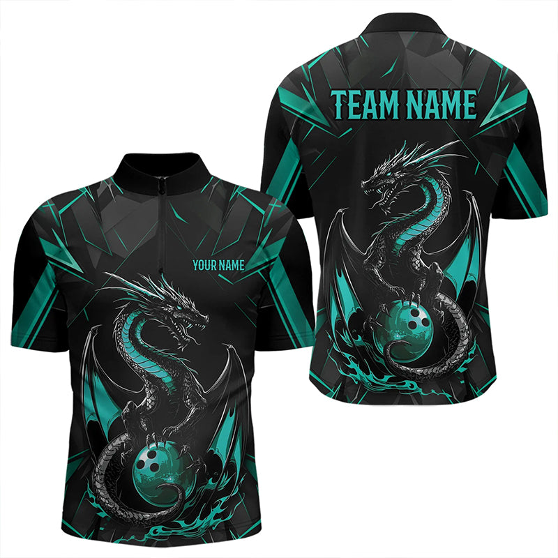Custom Multi-Color Dragon Bowling Quarter-Zip Shirts For Men, Team Uniform 7312IPHW