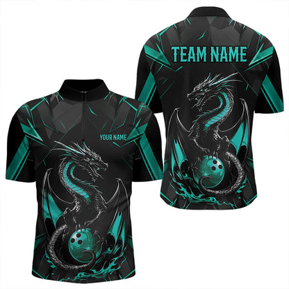 Custom Multi-Color Dragon Bowling Quarter-Zip Shirts For Men, Team Uniform 7312IPHW