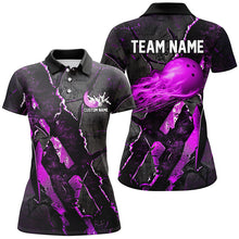 Load image into Gallery viewer, Purple Flame Bowling Ball Customize Bowling Team Shirts, Bowling Tournament Outfits IPHW6481