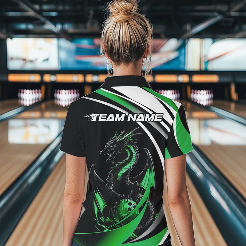 Custom Black And Green Dragon Bowling Jerseys, Dragon Bowling Team Womens Quarter-Zip Shirt IPHW8652