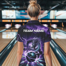 Load image into Gallery viewer, Custom Black And Purple Thunder Lightning Dragon Bowling Polo Shirt For Women, Team Uniform IPHW8679