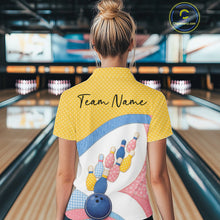 Load image into Gallery viewer, Custom Patchwork Quilt Style Bowling Women Quarter-Zip Shirt, Polka Dots Bowling Jerseys IPHW11040