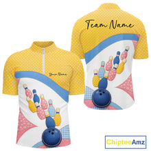 Load image into Gallery viewer, Custom Patchwork Quilt Style Bowling Men Quarter-Zip Shirt, Polka Dots Bowling Jerseys IPHW11040