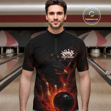 Load image into Gallery viewer, Custom Vintage Patriotic Flame Eagle Bowling Men Shirts, US Flag Bowling League Shirt IPHW10145