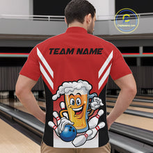 Load image into Gallery viewer, Custom Funny Red Bowling Jerseys Bowling And Beer Men Quarter-Zip Shirts, Bowling Jerseys IPHW10540