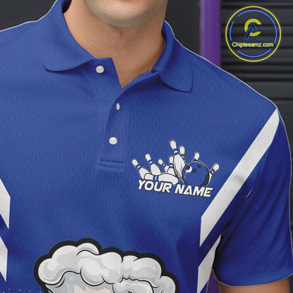 Custom Funny Blue Bowling Jerseys Bowling And Beer Men Polo Shirts, Bowling Jerseys IPHW10541