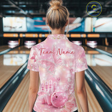 Load image into Gallery viewer, Custom Elegant Roses And Butterfly Women Bowling Polo Shirts, Dreamy Ladies Bowling Shirt IPHW11063