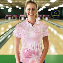 Load image into Gallery viewer, Custom Elegant Roses And Butterfly Women Bowling Polo Shirts, Dreamy Ladies Bowling Shirt IPHW11067