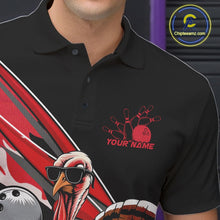 Load image into Gallery viewer, Custom Red Camo Funny Turkey Bowling Team Shirt For Men, Turkey Bowling Jerseys IPHW10550