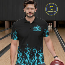 Load image into Gallery viewer, Custom Blue Flame Skull Bowling Team Shirts For Men, Halloween Bowling Jerseys IPHW10555