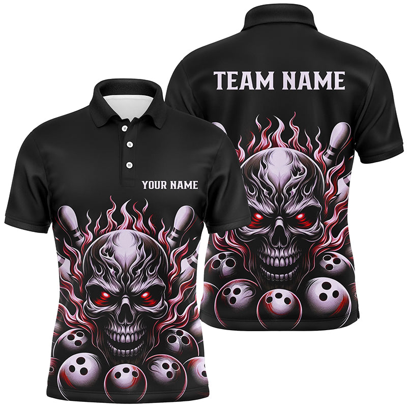 Multi-Color Custom Skull Bowling Shirts For Men And Women, Unisex Flame Bowling Team Shirts For Bowlers IPHW5926