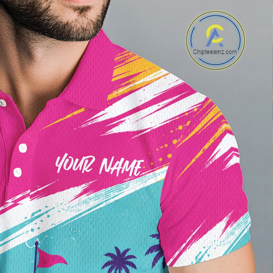 Custom Colorful Golf And Beer Men Polo Shirts, Golf Team Apparel IPHW11670