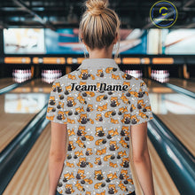 Load image into Gallery viewer, Custom Cute Ginger Tabby Cat Bowling Women Polo Shirts, Cat Bowling Team Shirt IPHW10304