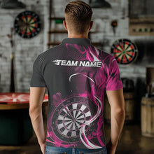 Load image into Gallery viewer, Custom Black And Pink Flame Dart Team Polo Shirts For Men, Dart Tournament Shirts IPHW8504