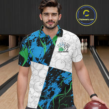 Load image into Gallery viewer, Custom Blue And Green Camo Bowling Team Shirts For Men And Women, Camouflage Bowler Outfit IPHW10607