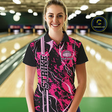 Load image into Gallery viewer, Custom Black And Pink Camo Strike Bowling Shirts Women Bowling Team Jerseys Bowling League IPHW10611