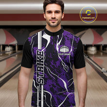 Load image into Gallery viewer, Custom Purple Camo Strike Bowling Shirts For Men, Bowling League Team Jerseys IPHW10616