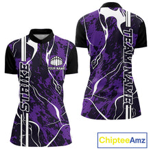 Load image into Gallery viewer, Custom Purple Camo Strike Bowling Shirts For Women, Bowling League Team Jerseys IPHW10616