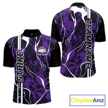 Load image into Gallery viewer, Custom Purple Camo Strike Bowling Shirts For Men, Bowling League Team Jerseys IPHW10616