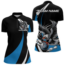 Load image into Gallery viewer, Custom Black And Blue Eagle Bowling Women Quarter-Zip Shirts, Eagle Bowling Team Jerseys IPHW8733