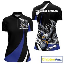 Load image into Gallery viewer, Custom Black And Blue Eagle Bowling Jerseys, Eagle Bowling League Shirt Team Uniform IPHW10815