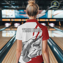 Load image into Gallery viewer, Custom White And Red Shark Jerseys, Shark Bowling Team Women Polo Shirts Bowlers Outfit IPHW8987