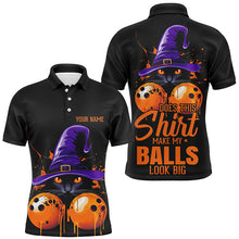 Load image into Gallery viewer, Halloween Black Cat Custom Funny Bowling Shirts For Men "This Shirt Make My Balls Look Big" IPHW7605