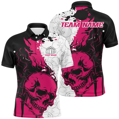 Personalized Multi-Color Flame Skull Bowling Team Shirts, Bowling Ball Pattern Bowling Jersey For Men And Women IPHW6567
