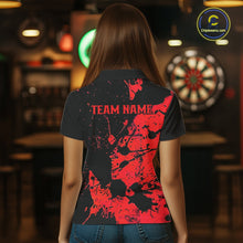 Load image into Gallery viewer, Custom Name Black And Red Splatter Darts Shirts For Women, Dart Team League Shirts IPHW10623