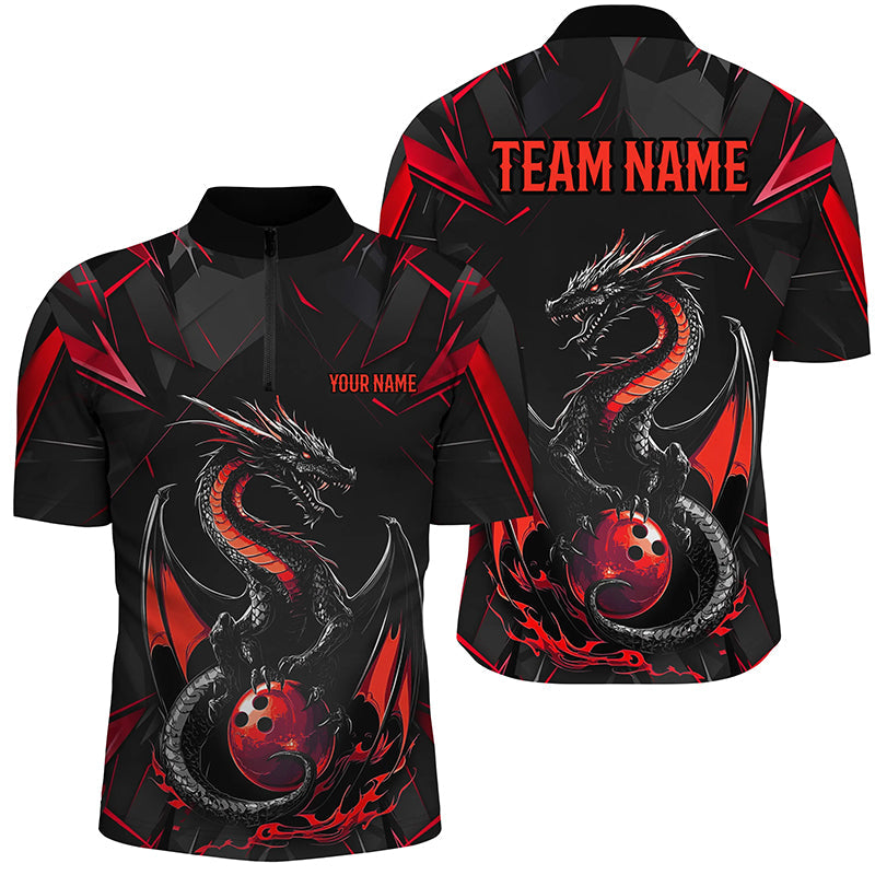 Custom Multi-Color Dragon Bowling Quarter-Zip Shirts For Men, Team Uniform 7312IPHW
