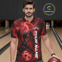 Load image into Gallery viewer, Custom Red Thunder Lightning Bowling Team Men Polo Shirt, Dragon Bowling Jerseys IPHW10195